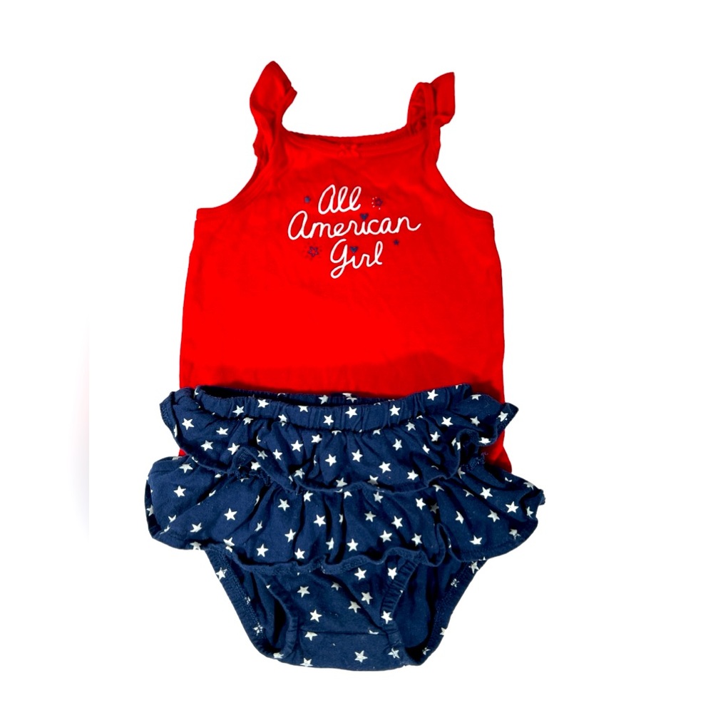 Carters All American Girl tank shirt star print bloomer shorts 24 month July 4th